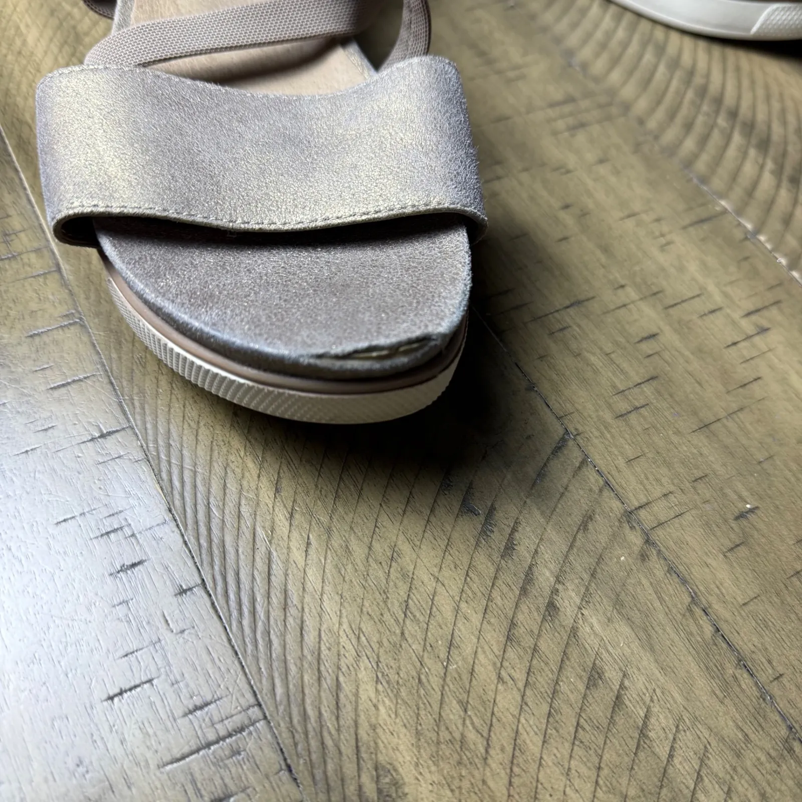 Eileen Fisher Star Metallic Wedge Sandals Womens Size 11 Elastic Straps - Image 6