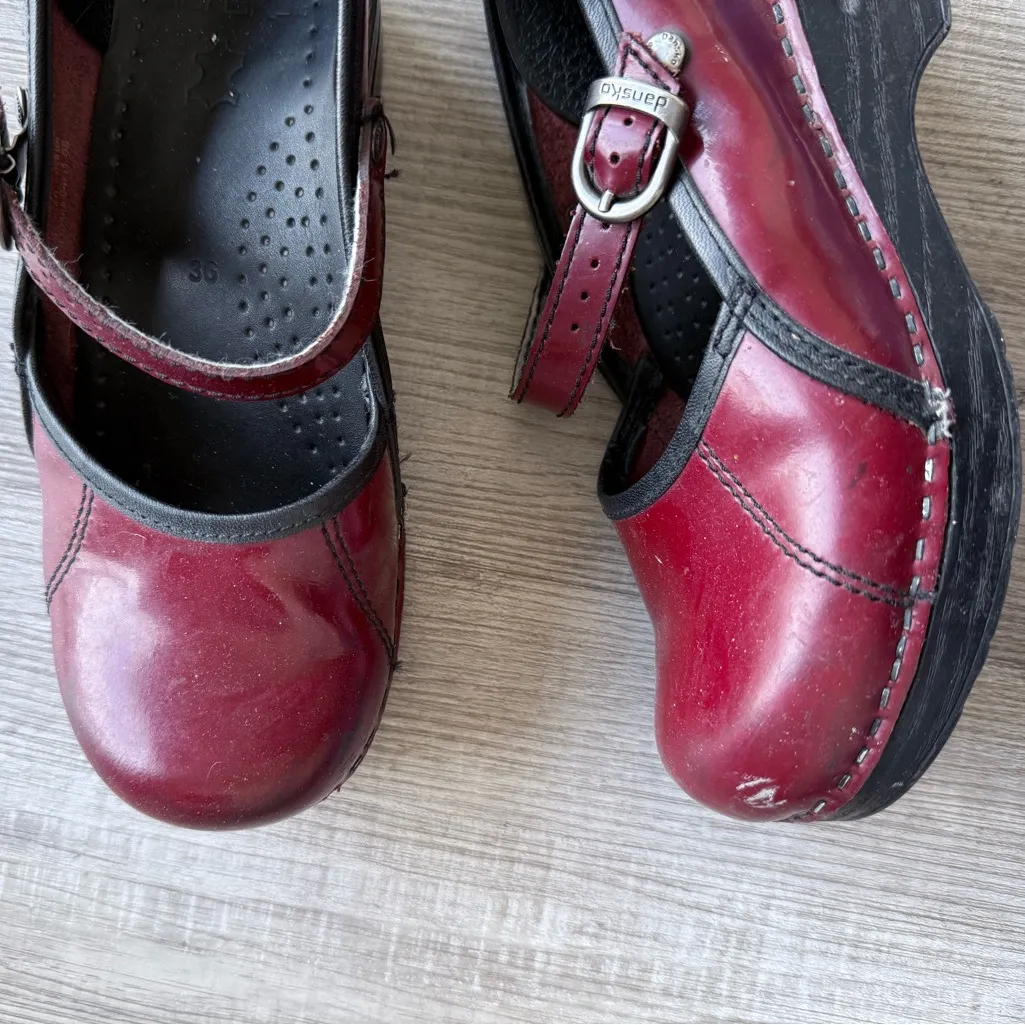 Dansko Women’s 36 / US 6 Mary Jane Clogs Dark Red - Image 3