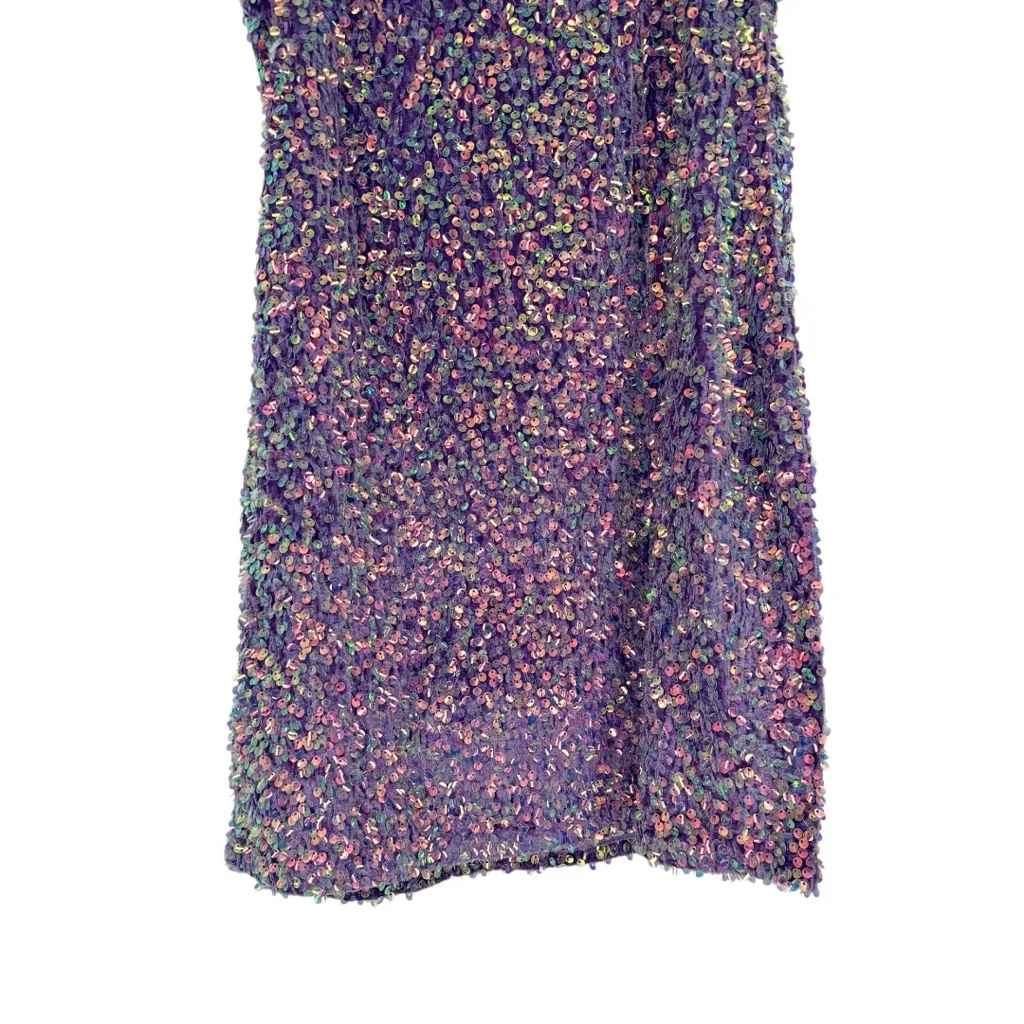 Velvi Juliette Sequin Mini Dress in Lilac size Large Iridescent Party NWT Purple - Image 9