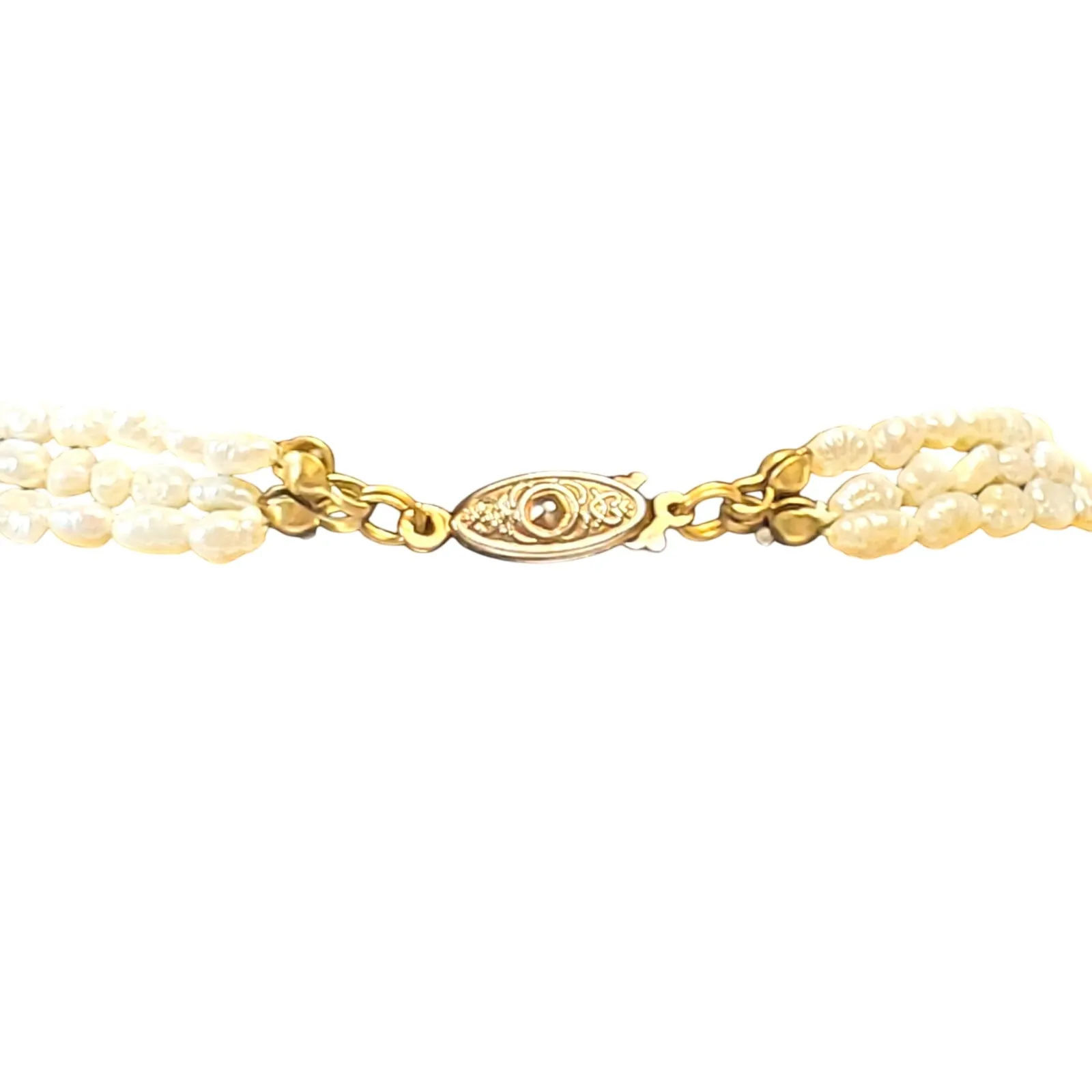 Gold & Fresh Water Pearl Multi Strand Necklace Bracelet with Onyx Stone Vtg 22" White - Image 5