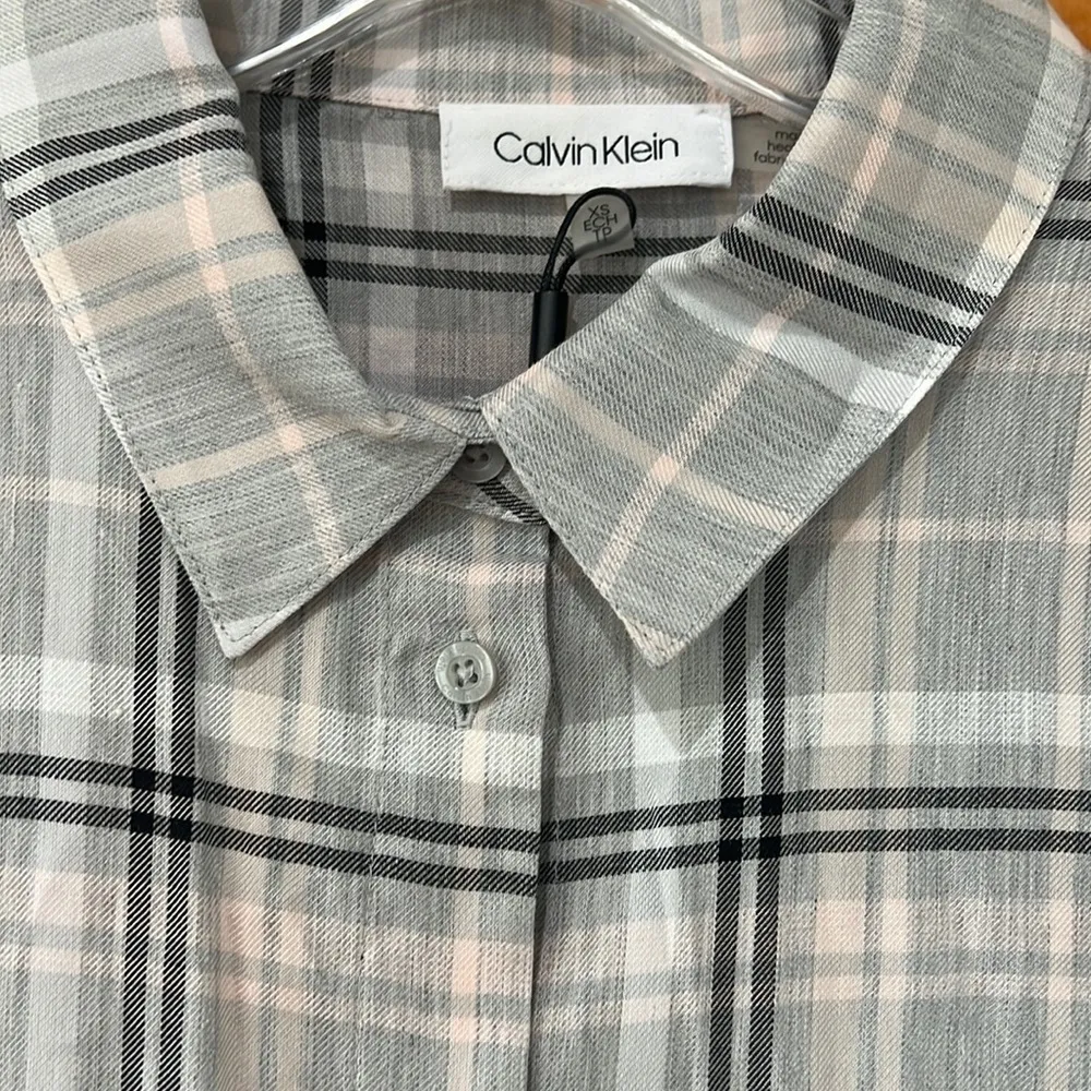 Calvin Klein  Plaid Button Down Shirt XS NWT - Image 2