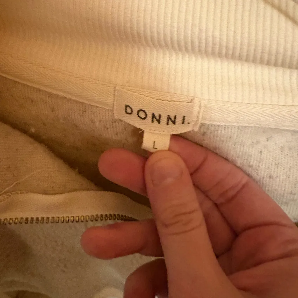 DONNI. Cream Quarter Zip Sherpa Pullover Size L - Image 3