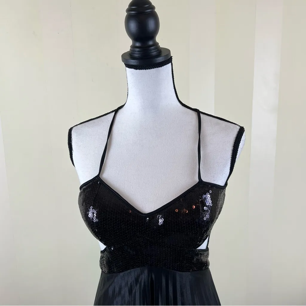 Josh & Jazz Sequin Cutout Pleated Gown Dress Black Size 4 - Image 6