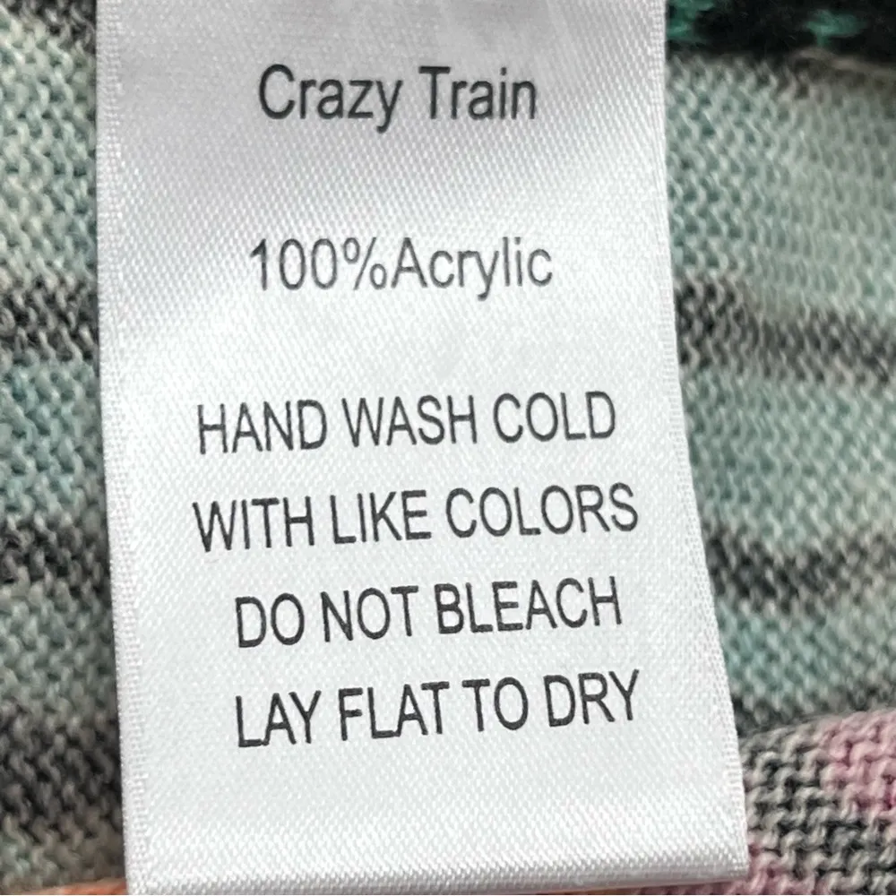 Crazy Train reg Multicolor Leopard animal Print Tunic poncho fringe hem floral - Image 3