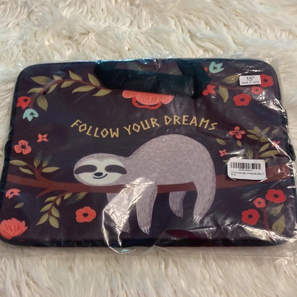 15” Laptop cover / bag Sloth Fallow your dreams so cute brand new - Image 7