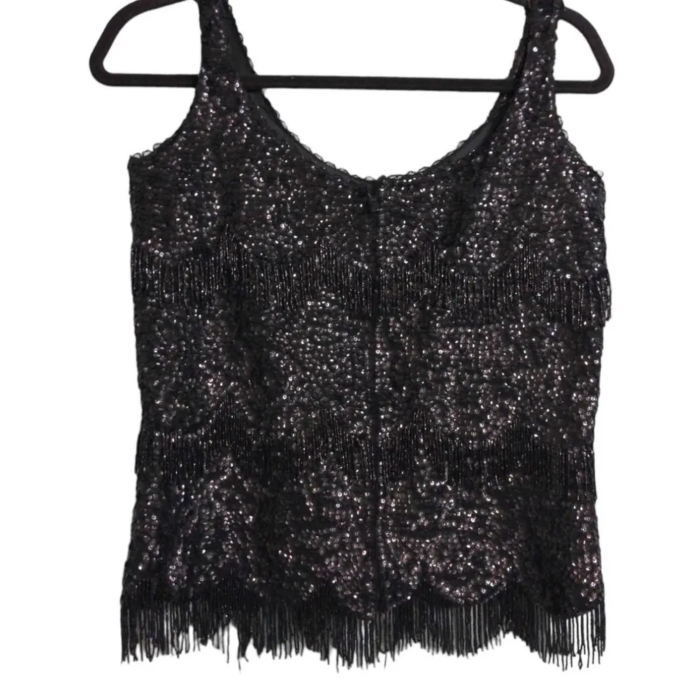 Sovereign Vintage Black Sleeveless Tank Fringe Sequined Lambswool Angora 36 Size undefined - Image 3