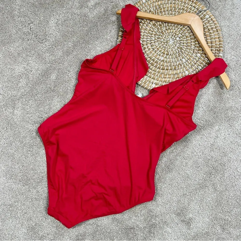Sea Level Australia Eco Essentials Frill One Piece Swimsuit in Red Size 12 - Image 7