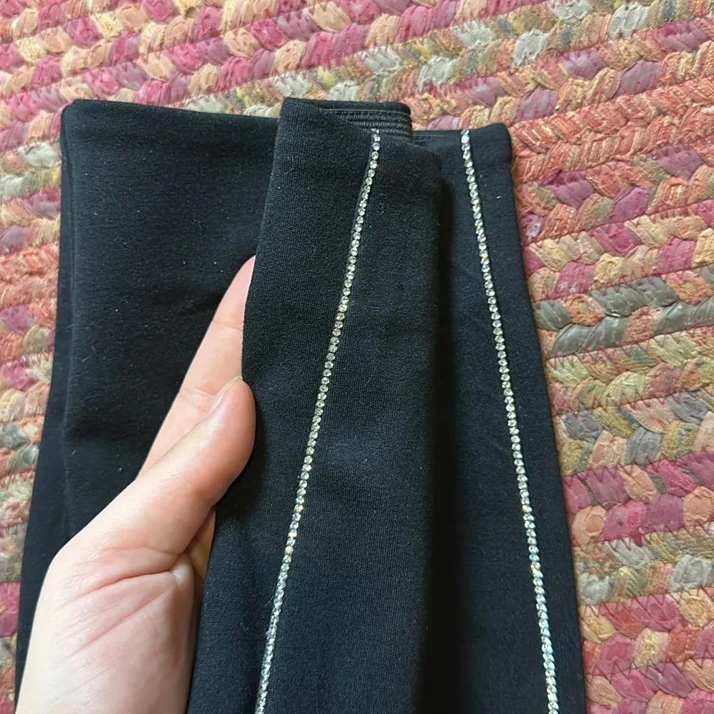 NWOT ZARA BLACK RHINESTONE TRIM STRETCH LEGGINGS BUSINESS DRESSY - Image 4