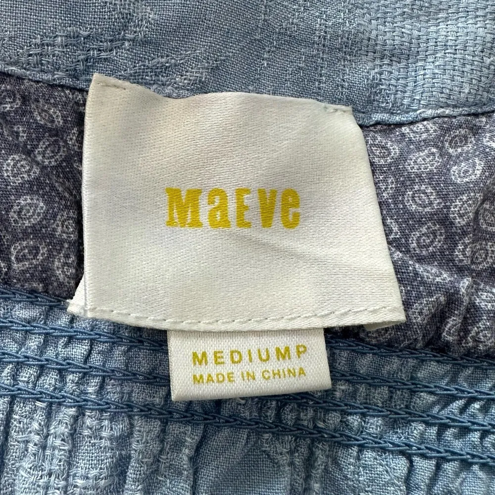 Anthropologie Maeve  Dress Size Medium Boho Preppy Embroidered Gauze Crinkle - Image 17