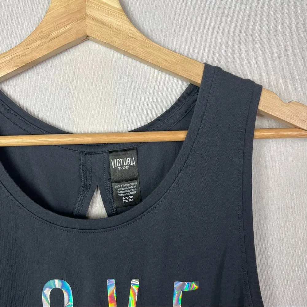 Victoria's Secret Sport Charcoal Gray Love To Run Muscle Tank Top S - Image 4