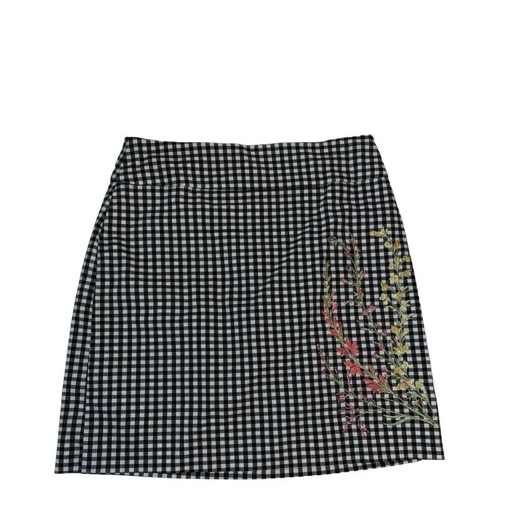 Charter Club Women' A-Line Skort Skirt Shorts Checkered Stretch Black Size 6 - Image 7