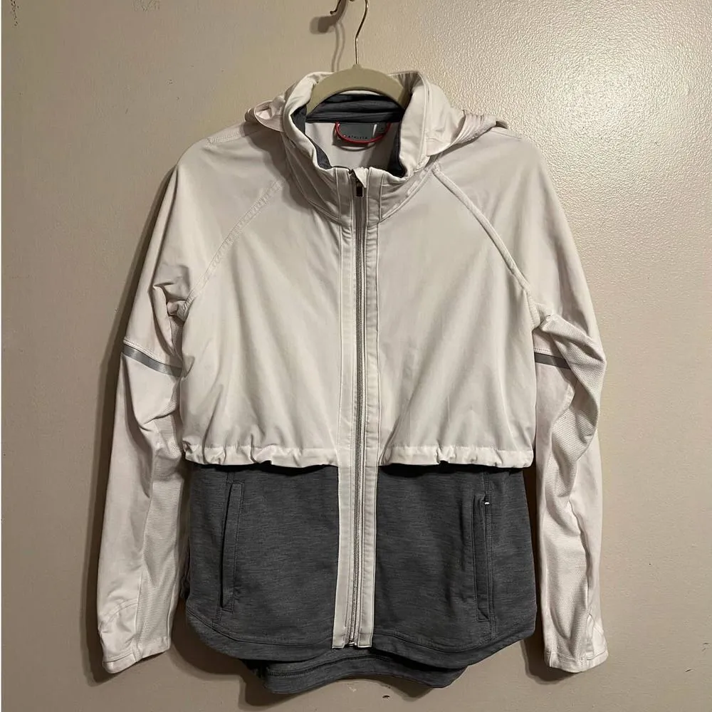 Athleta Quick Step Runners Reflective White and Grey Jacket Sz. M - Image 3