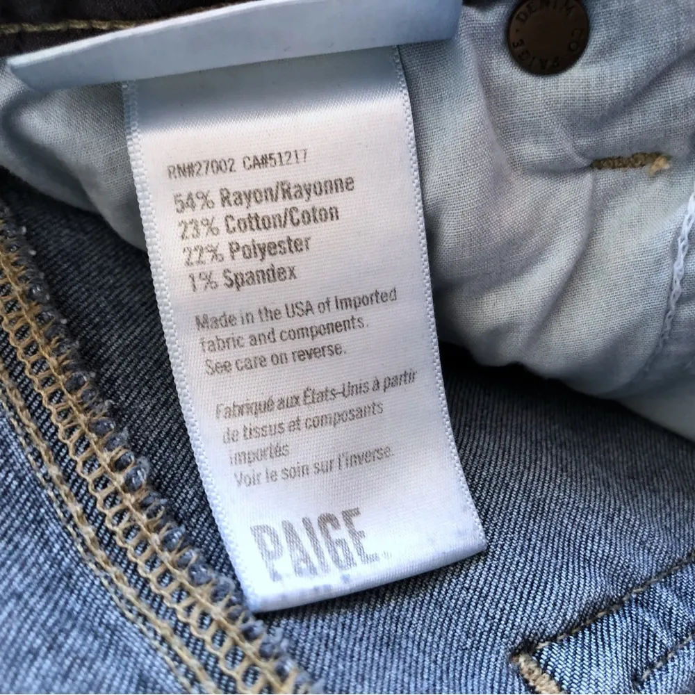 Paige Hoxton Ultra Skinny Jeans Quinnley Dest Wash Dark Blue Size 23 Distressed - Image 5