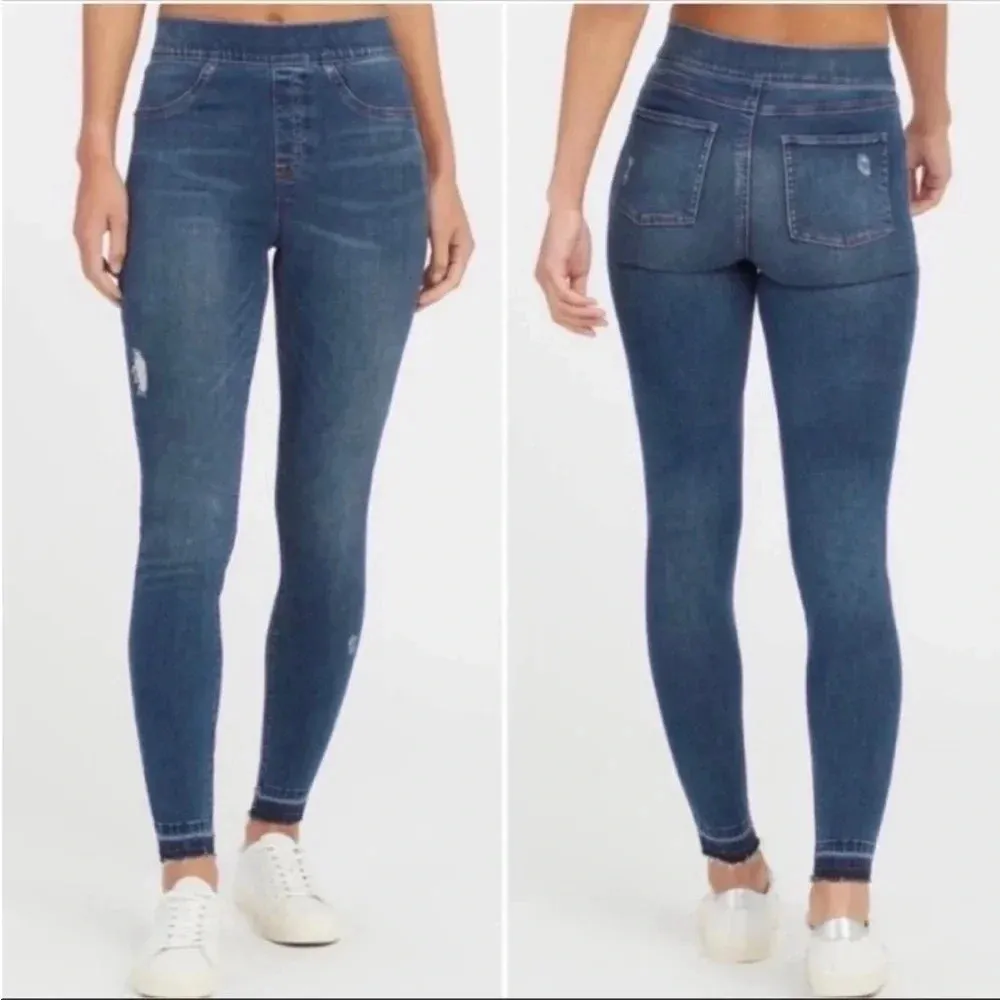 Spanx Distressed Ankle Skinny Jeans High Waisted Stretch Blue Women's Size S - Image 2