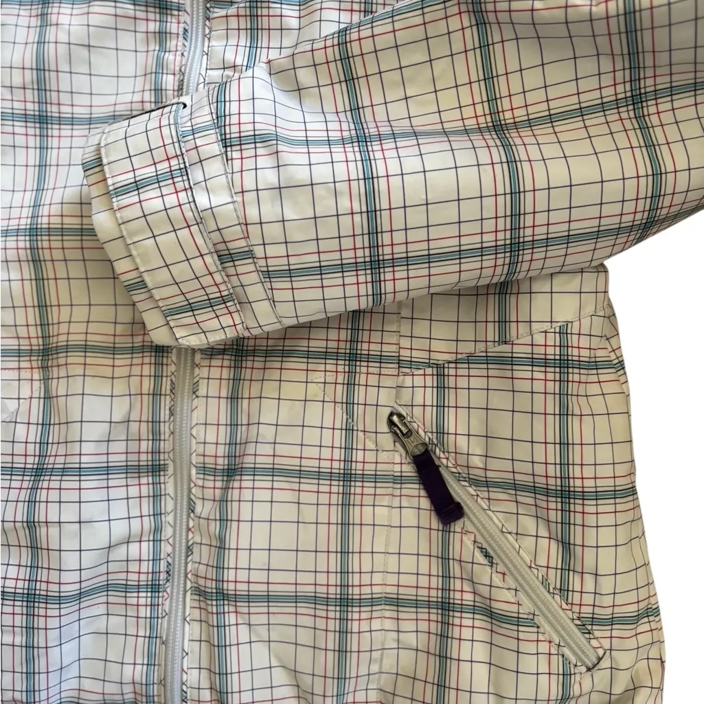 Burton DryRide Snowboard Ski Jacket Parka White Red Blue Plaid Pattern Sz S - Image 3