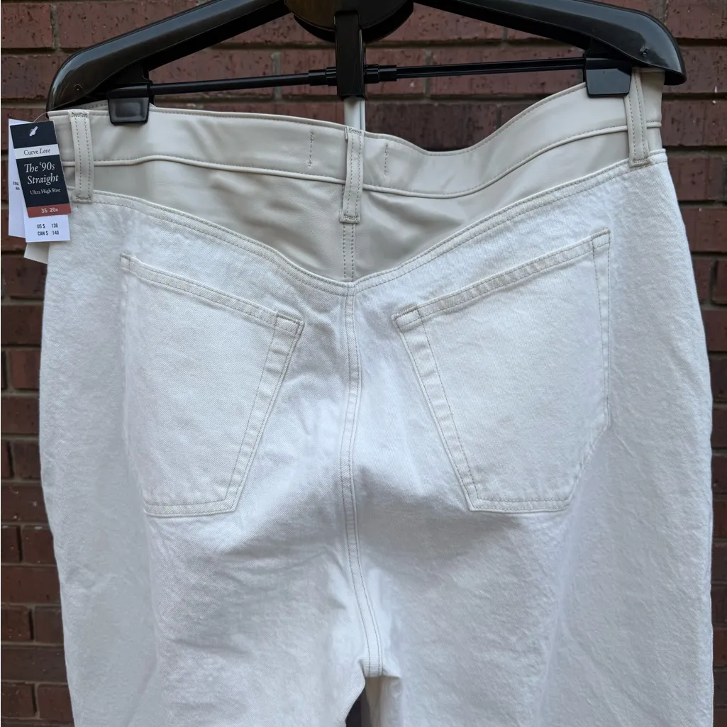 ABERCROMBIE FITCH Curve Love Ultra High Rise 90s Straight Jeans White Size 20 R - Image 8