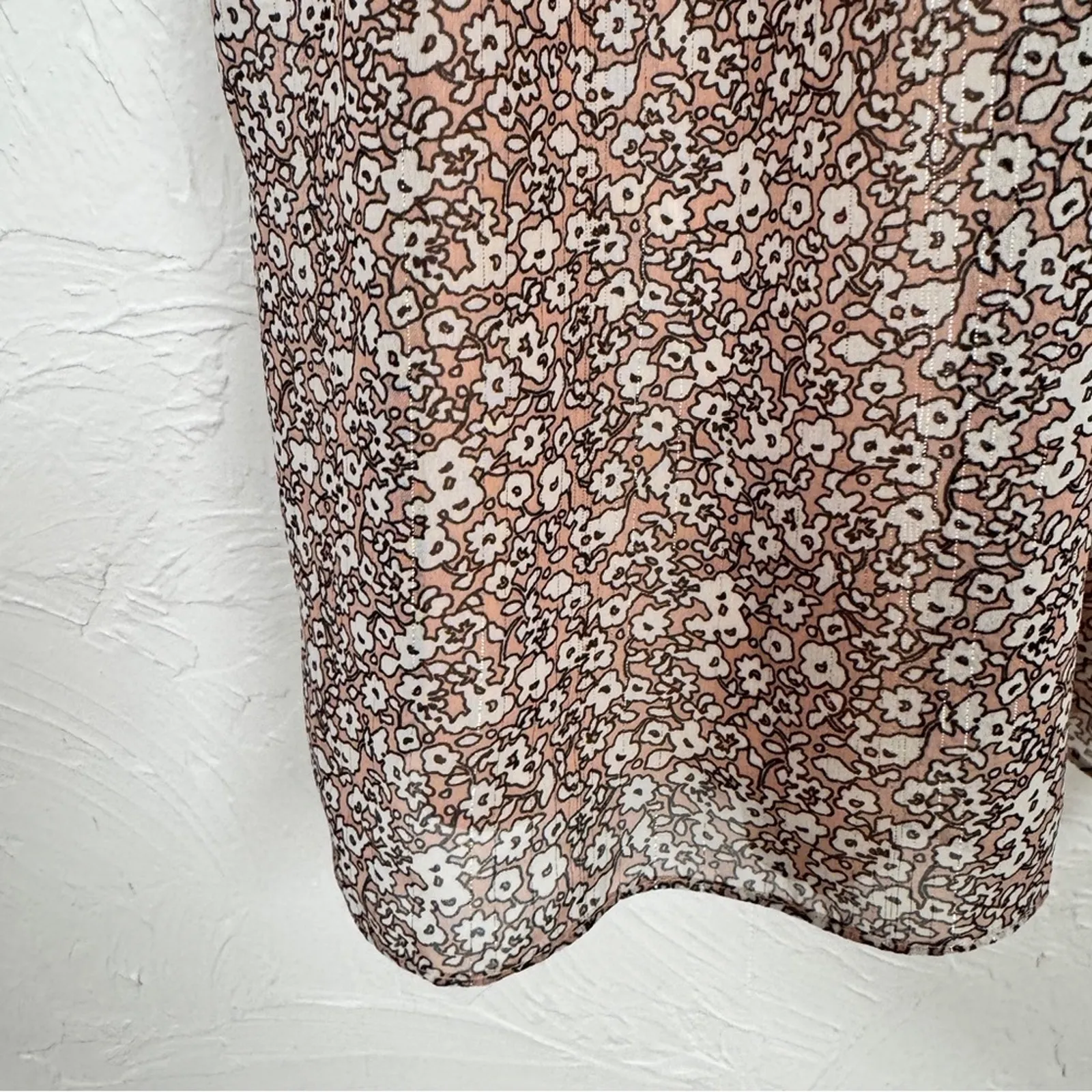 Rebecca Minkoff Pink Ditsy Floral Off Shoulder Mini Dress Womens XXS Festival - Image 5