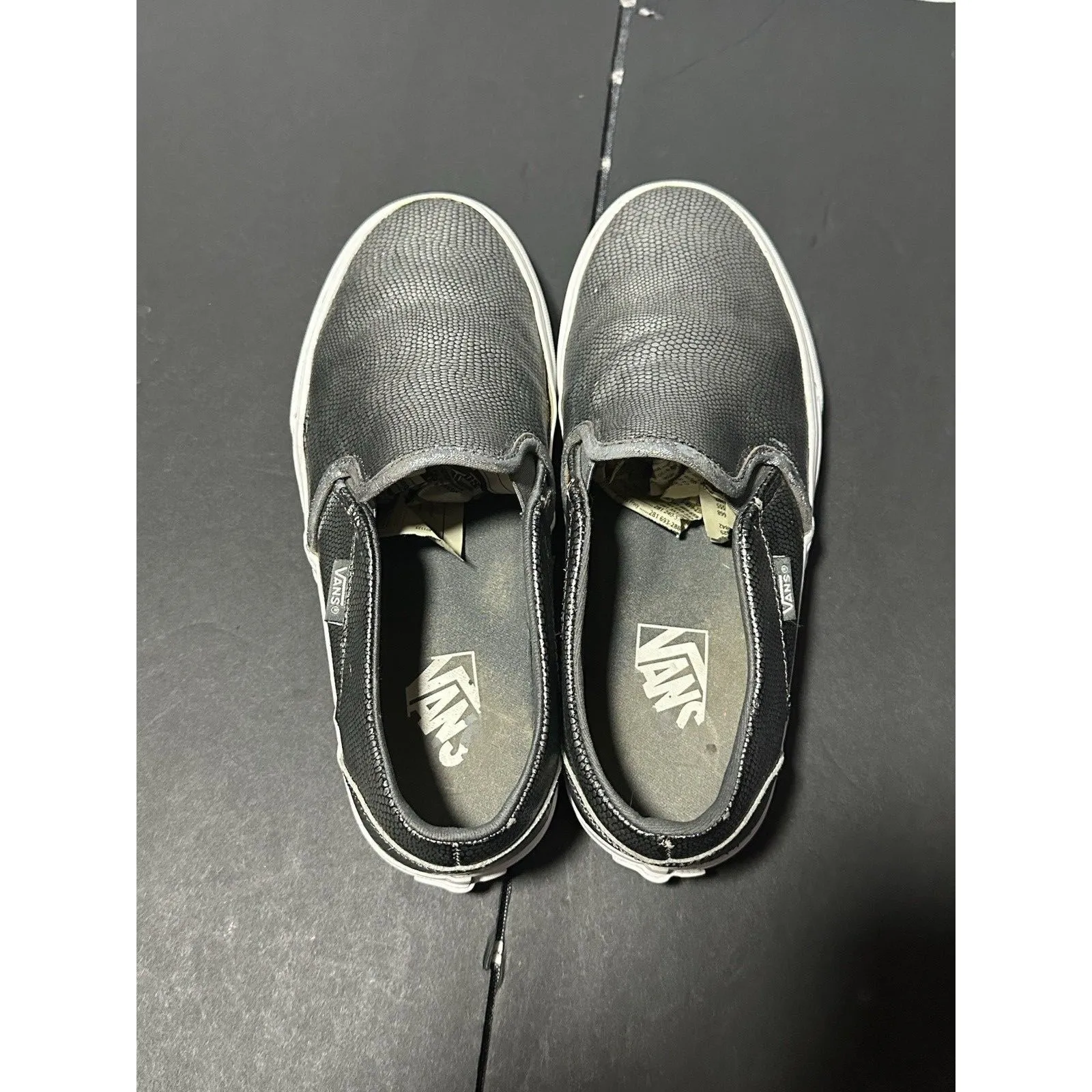 Vans Asher Slip On Shoes Metallic Silver Snake Skin Sneakers Size 7.5 - Image 9