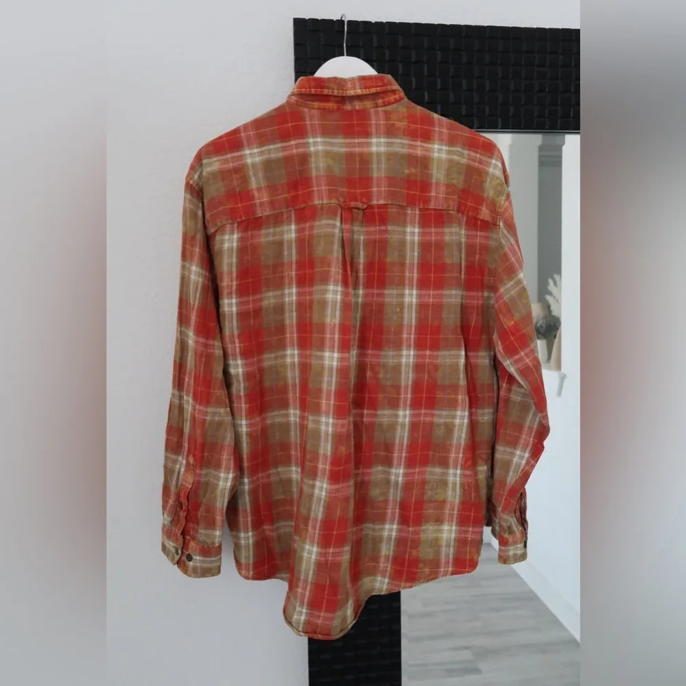 Orange Plaid Flannel Size L - Image 2
