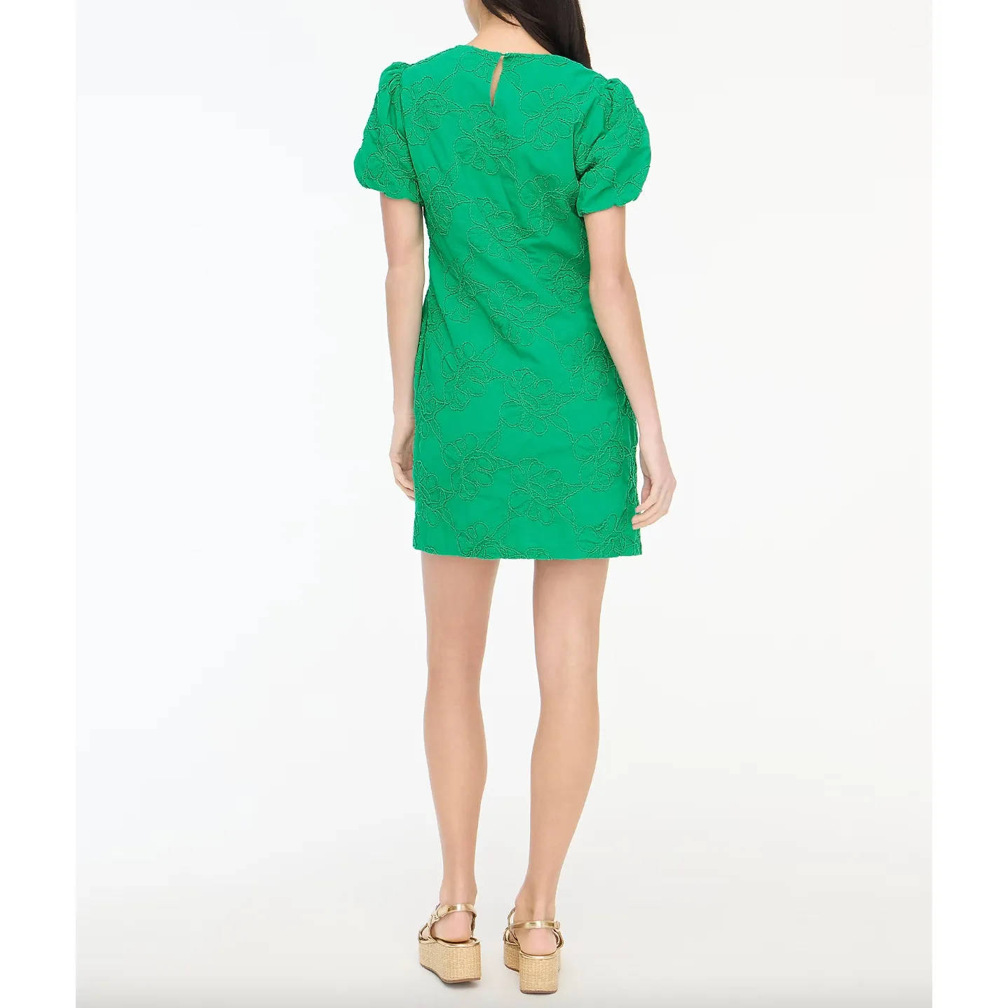J.Crew Eyelet Puff Sleeve Mini Dress Dublin Green Cotton Embroidered US 6 NWT - Image 4