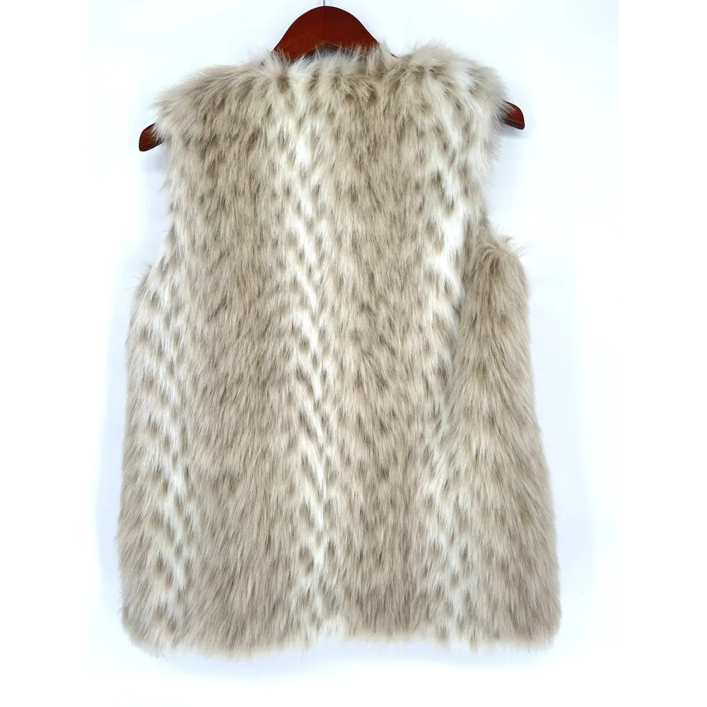 Betsy Johnson Faux Fur Vest Hook & Eye Small Cheetah Fuzzy Soft Classy - Image 10