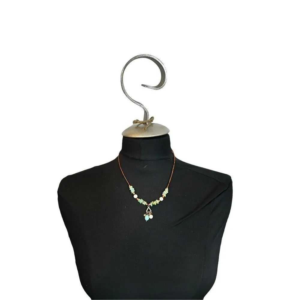 Natural agate necklace and second necklace with mini beads turquise Blue - Image 8