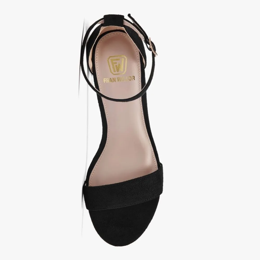 FW Fran Willor Open Toe Chunky Block Heels Ankle Strap Black Sandals 9.5 - Image 9