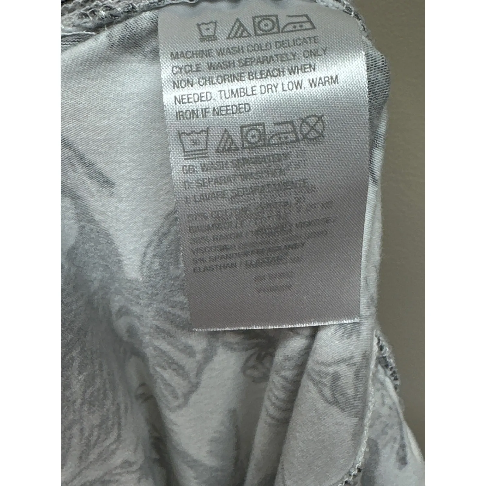 D&Co Beach Tropical Palm Leaf Print Wide Leg Cropped Pants Womens Size LP White - Image 6