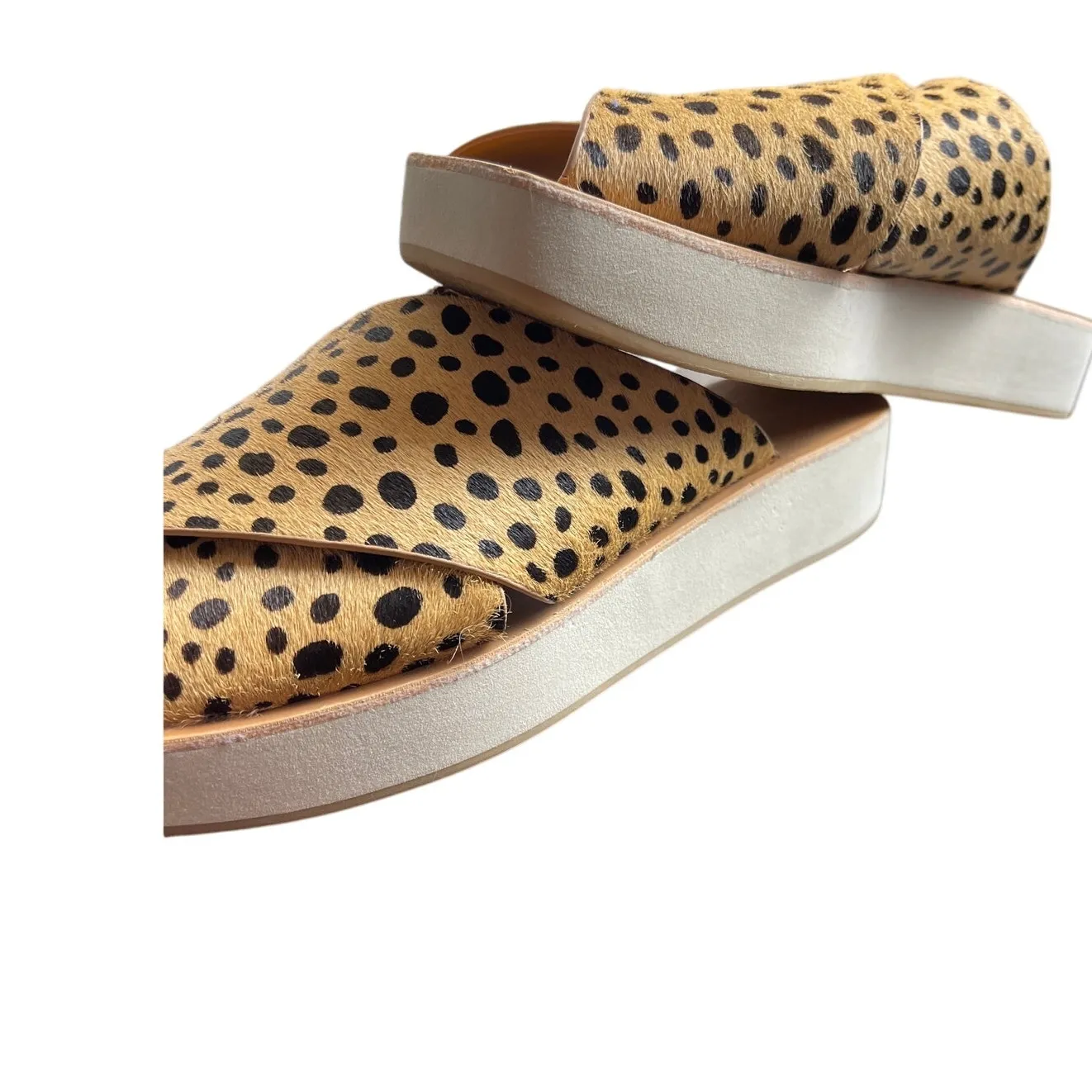 Dolce Vita Capri Genuine Calf Hair Platform Slide‎ Sandal Size 6 Tan - Image 9