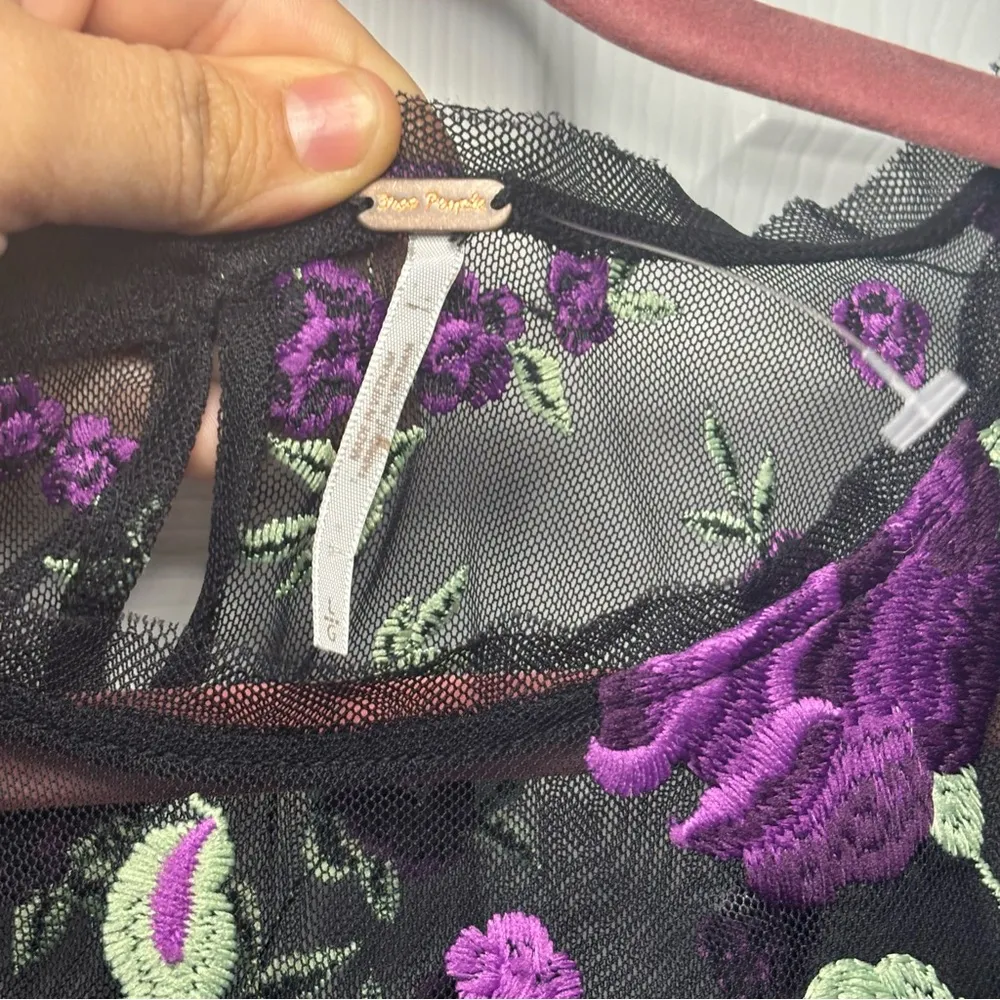 Free People Anthropologie Sky Bright Purple Black Midi Dress Gown - Image 10