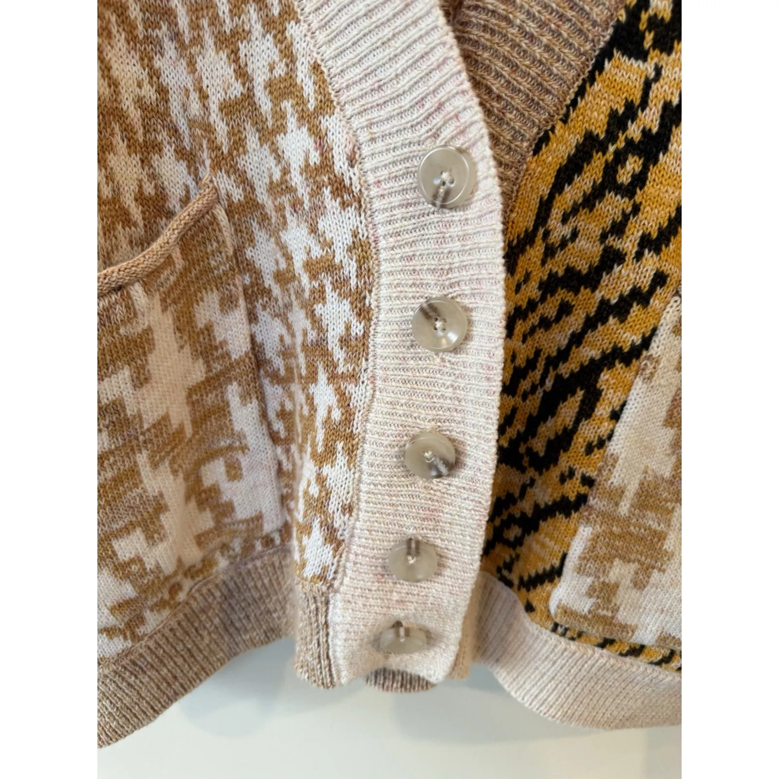 Anthropologie Pilcro Small Mash-Up Tiger Cardigan Sweater Orange Motif Bohemian - Image 5