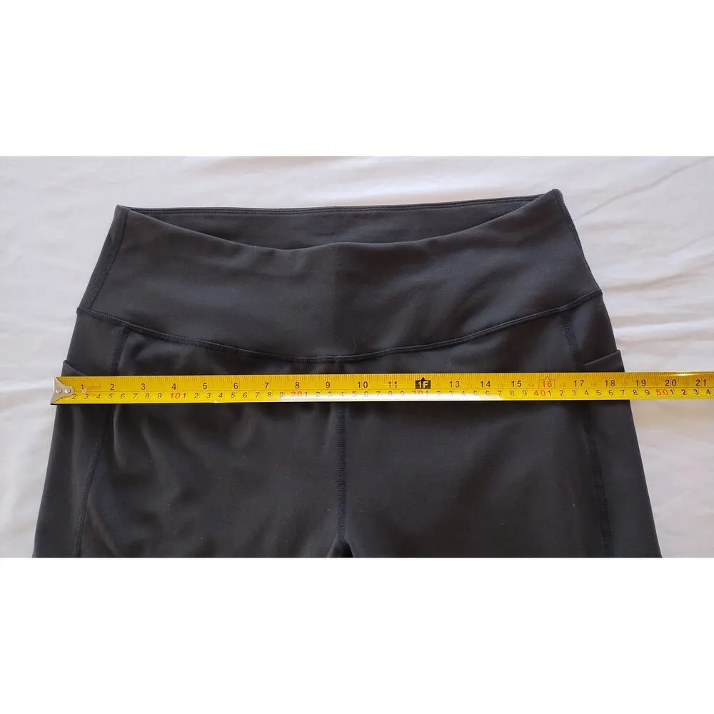 Women compressive Pockets Leggings Wide Flat Waistband Black Size 2XL - Image 8