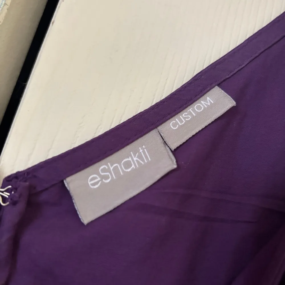 eShakti Purple Dress with Pink floral embroidery - Image 6