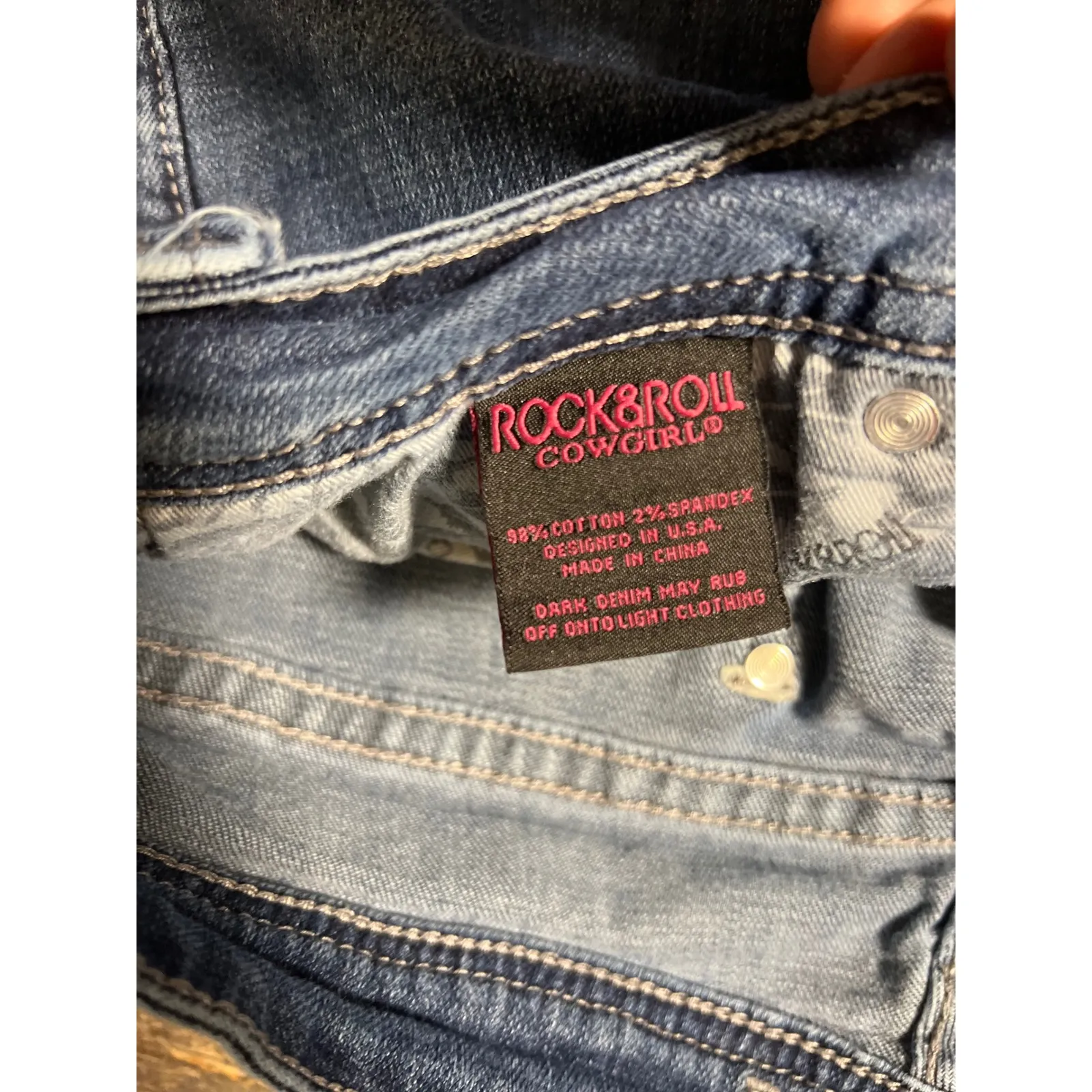 Rock & Roll Cowgirl High Rise Trouser Flare Jeans Womens 34x30 Button‎ Fly Boho - Image 6