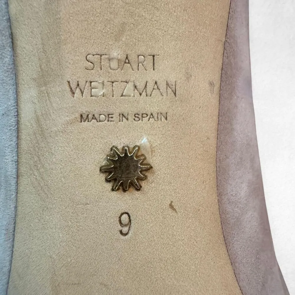 Stuart Weitzman Women’s Stuart Power 50 Beige suede kitten heels Sz 9 - Image 7