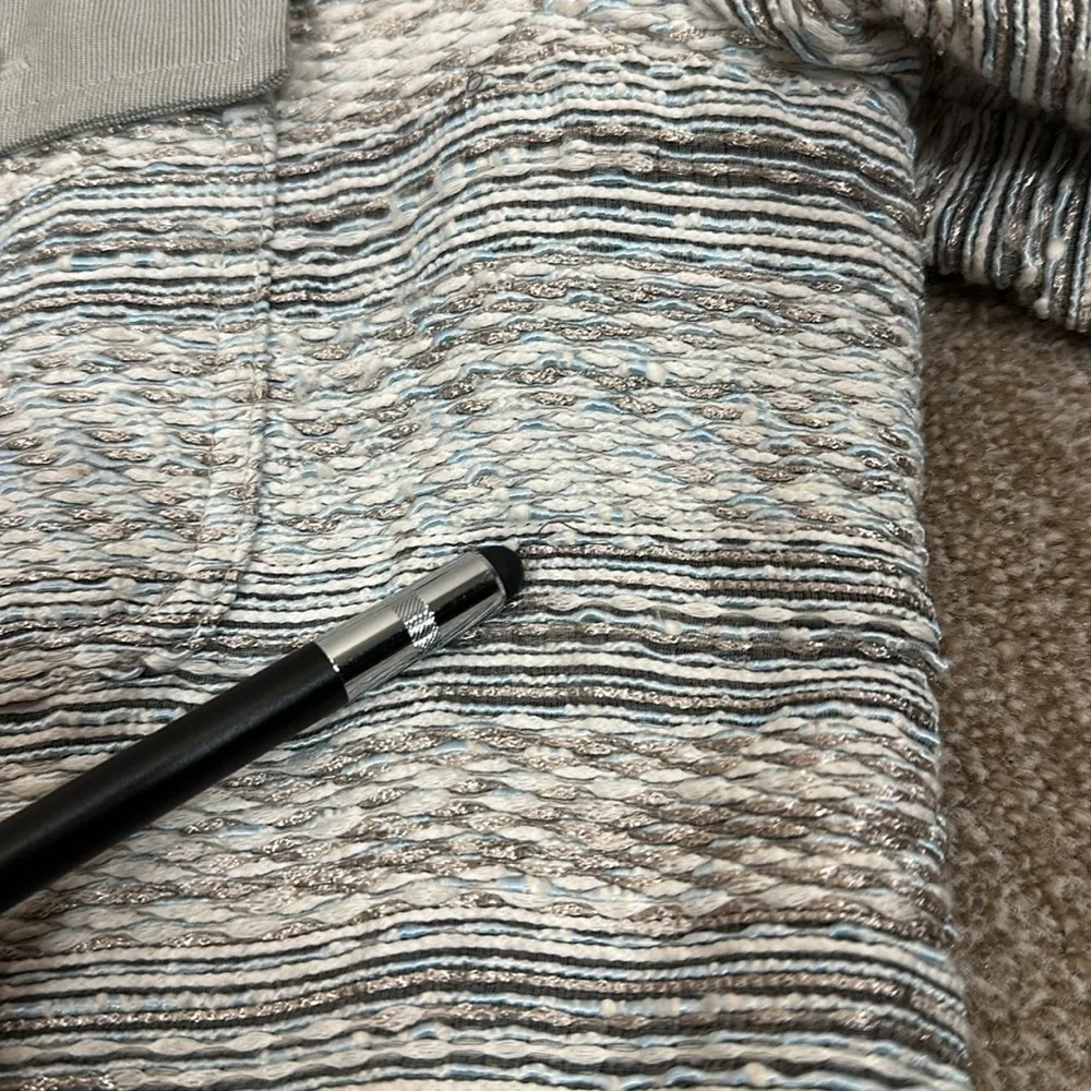 ARMANI COLLEZIONI Gray Striped Knit Button Front Blazer/Jacket Women Size 12 - Image 11