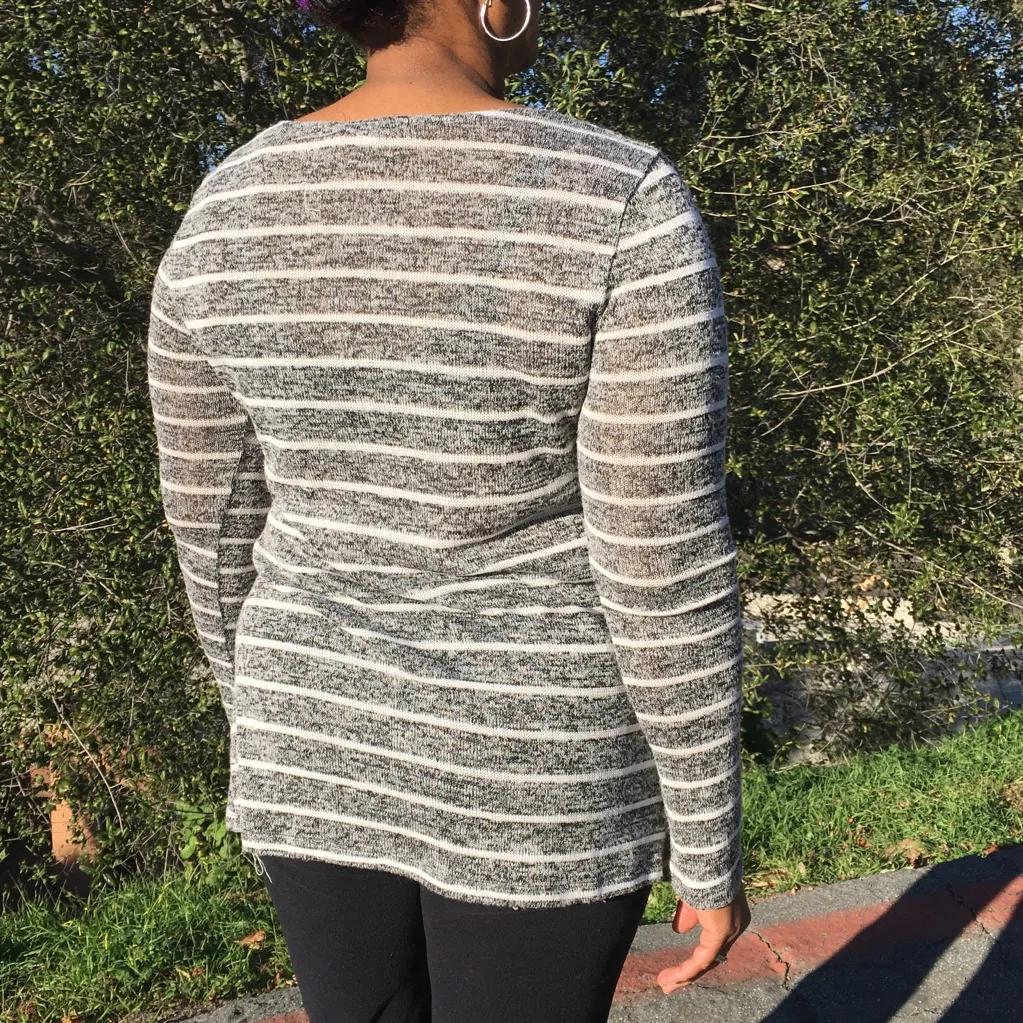 Gray Striped Long Sleeve Shirt sz L - Image 6