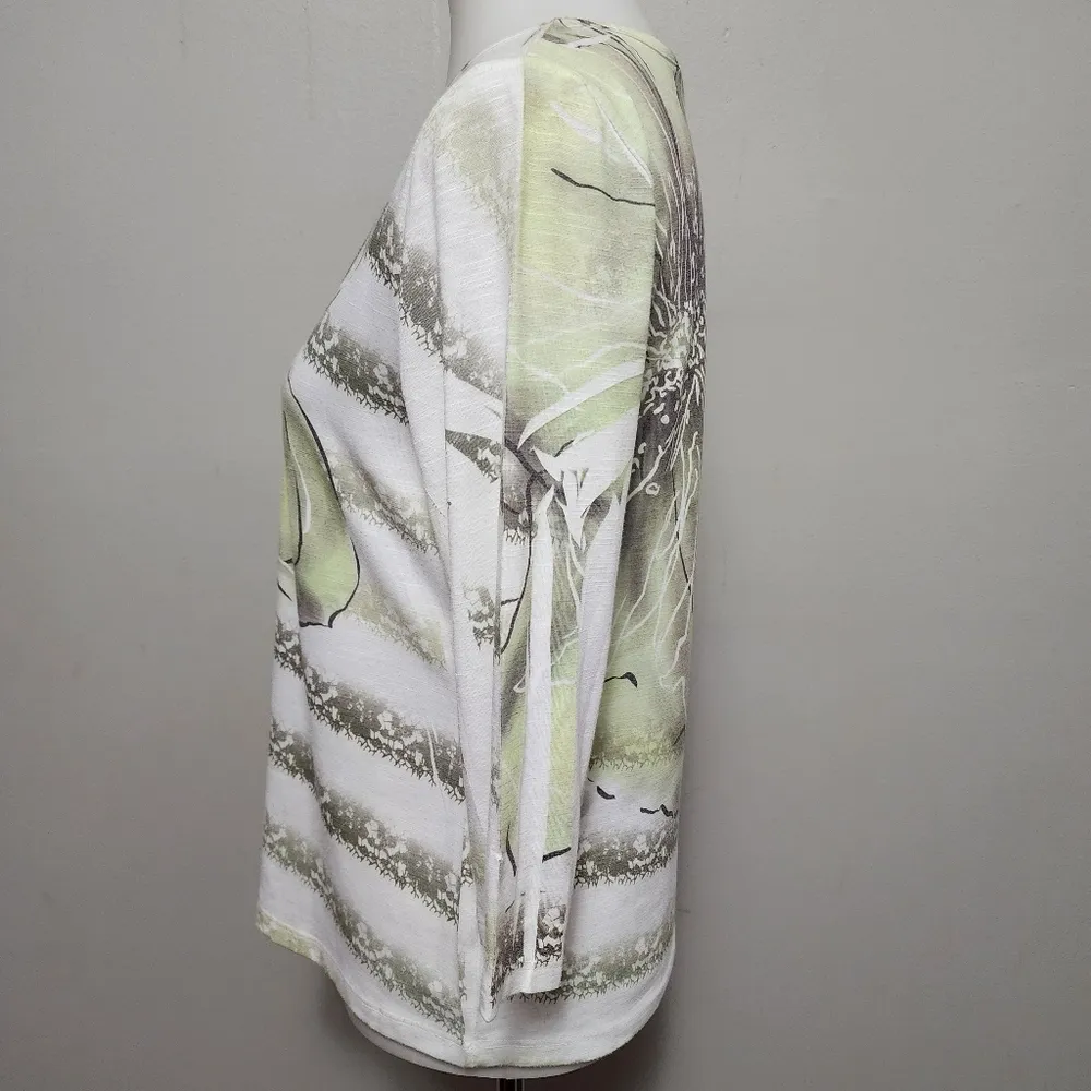 Christopher & Banks abstract floral graphic lace print ¾ sleeve knit top size mp - Image 4