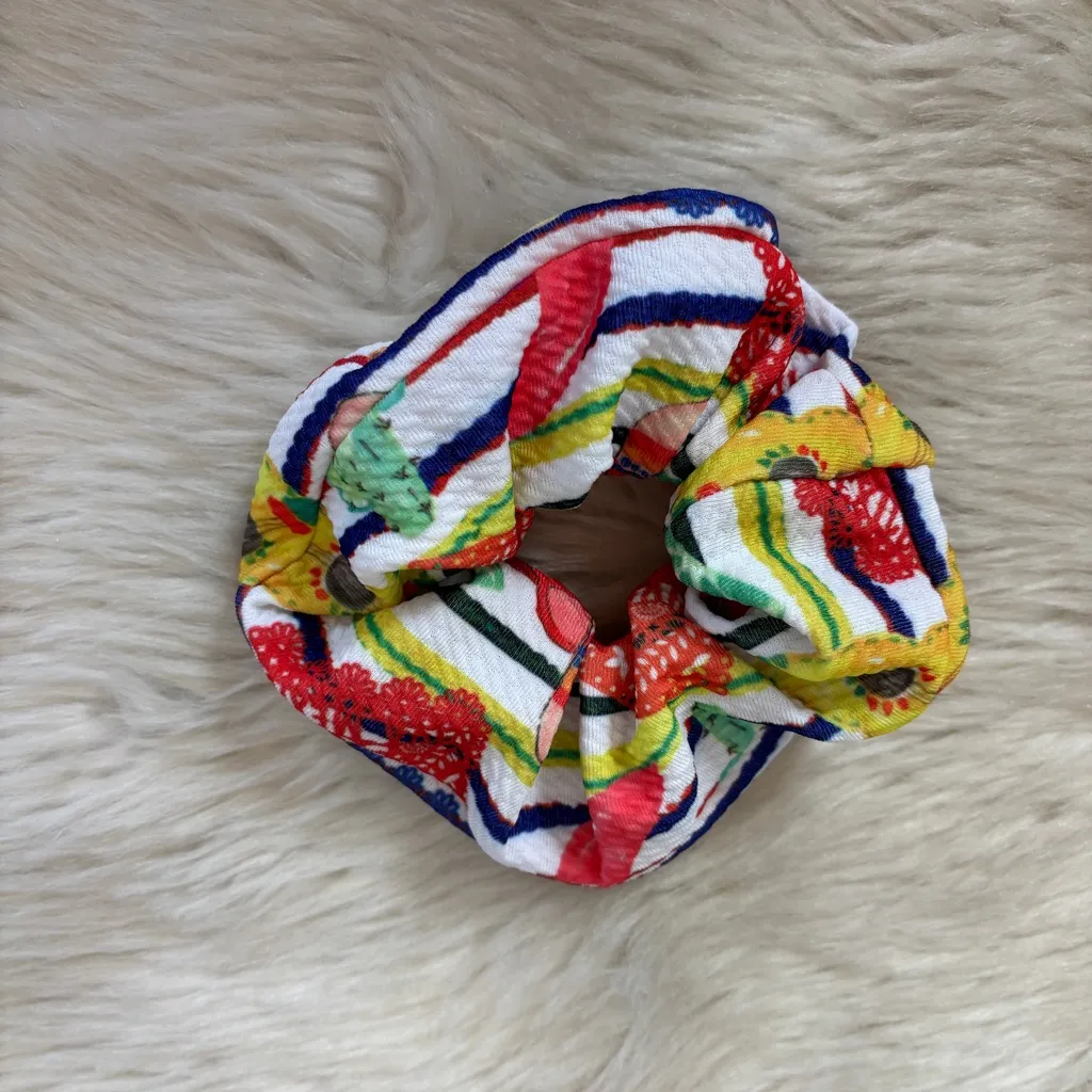 Colorful Striped Fiesta Taco Scrunchie Red - Image 2