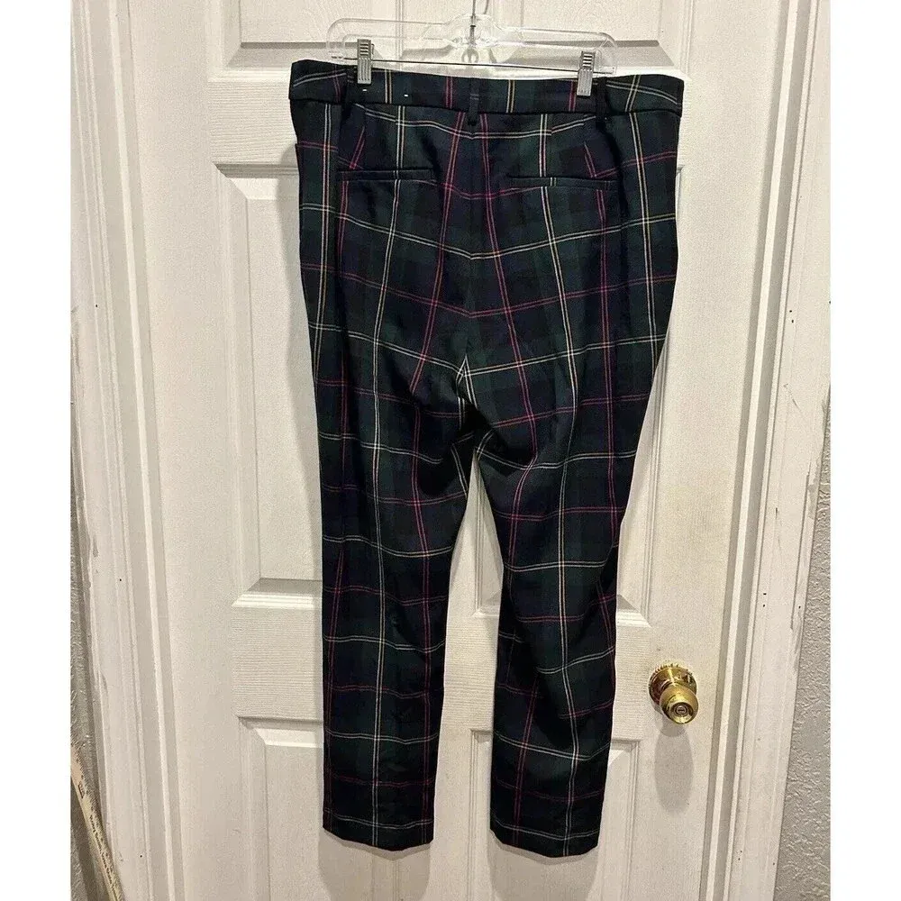 Christopher‎ & Banks Pants Womens 16 Green Plaid Mid-Rise Holiday Party Festive - Image 5