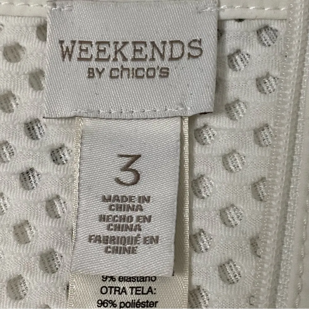 Weekends By Chicos Womens White Jackets Size 3 Perforated Swimwear - Image 10