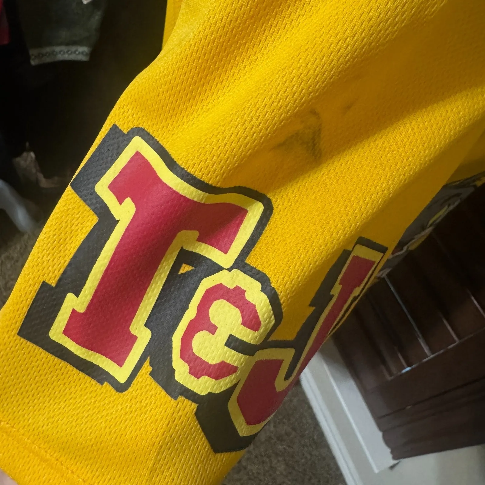 Retro Tom & Jerry Cartoon Baseball Jersey Shirt Bright Yellow Orange AOP sz L Size L - Image 5