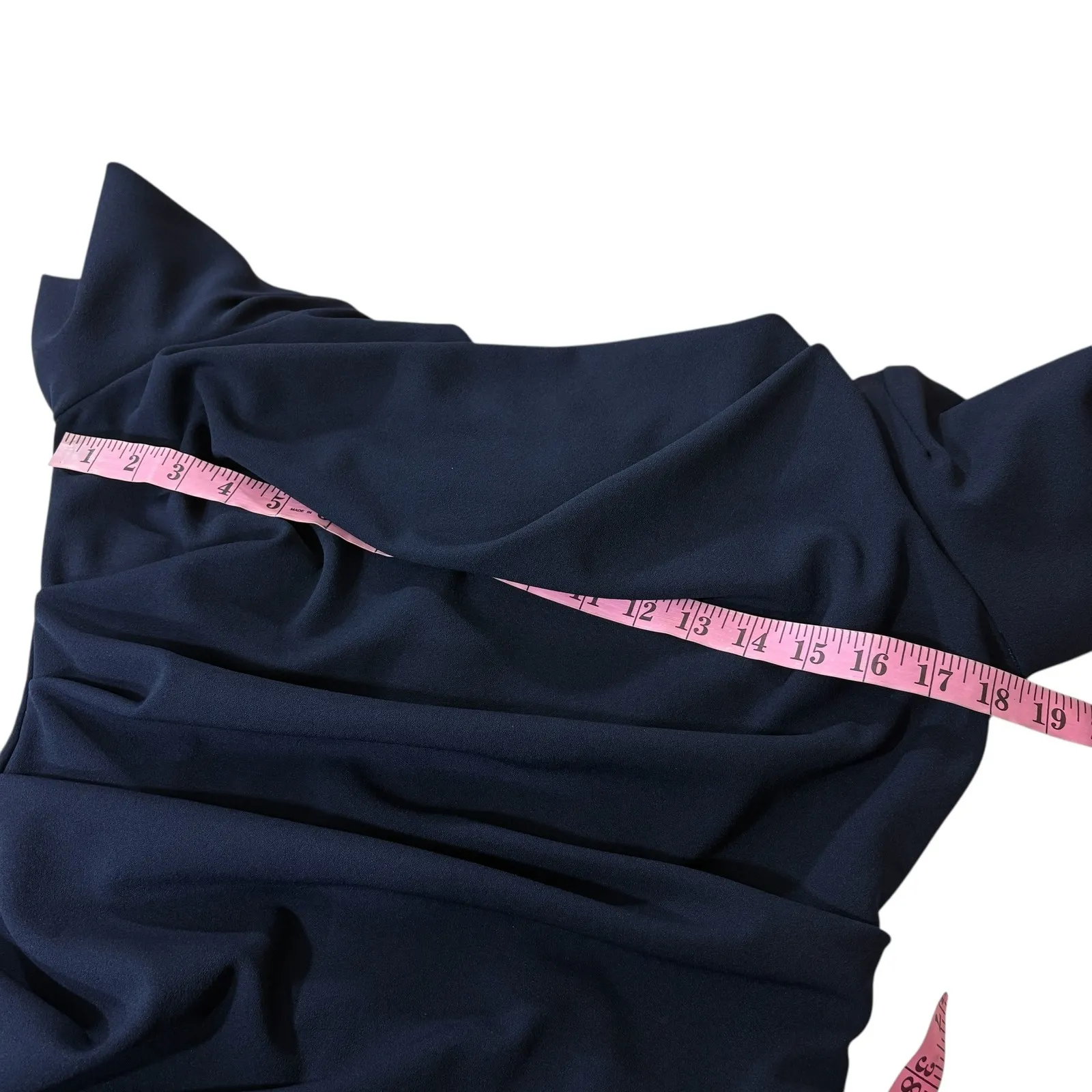 Betsy & Adam Navy Boat Neck Drape Back Cape Sleeve Sheath Dress 6 - Image 9