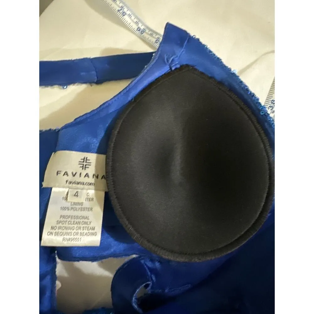 FAVIANA 7507 Royal Blue Sequenced sexy open back prom dress size 4 - Image 12