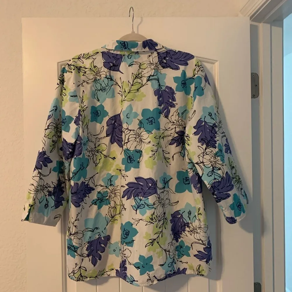 Appleseed’s Women’s top. Size: XL. 100% cotton. 3/4 sleeves Side & sleeve slits White - Image 7