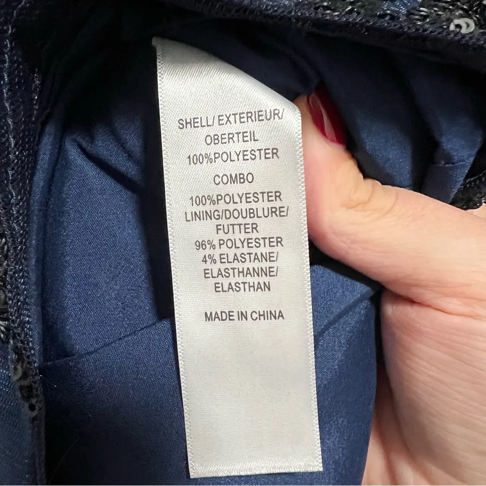 Aidan By Aidan Mattox Navy 3/4 Sleeve Cocktail Dress With Black Sequin Detail - Image 9