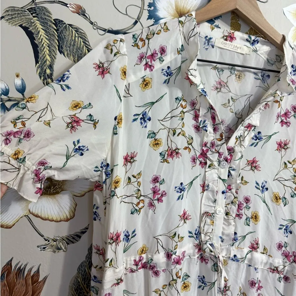 Christy Dawn The Elle Midi Floral Short-Sleeve Dress in Alabaster Garden Silk - Image 9