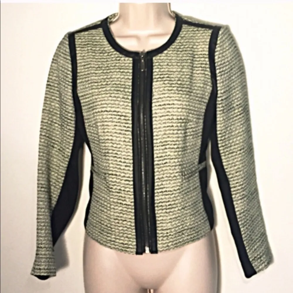 Alfani 🆕  tweed collarless knit green jacket - Image 3