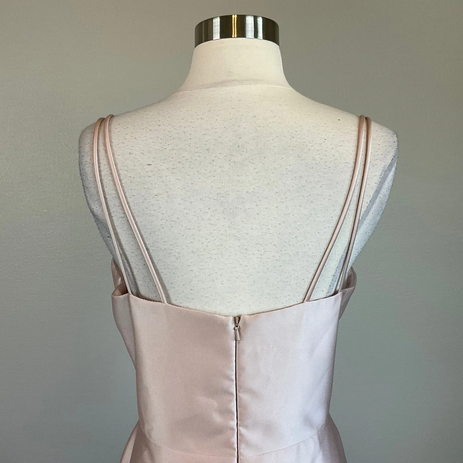 XSCAPE Satin Sleeveless Scoop Neck High Low Ball Gown Pink Size 14 Formal Dress - Image 7