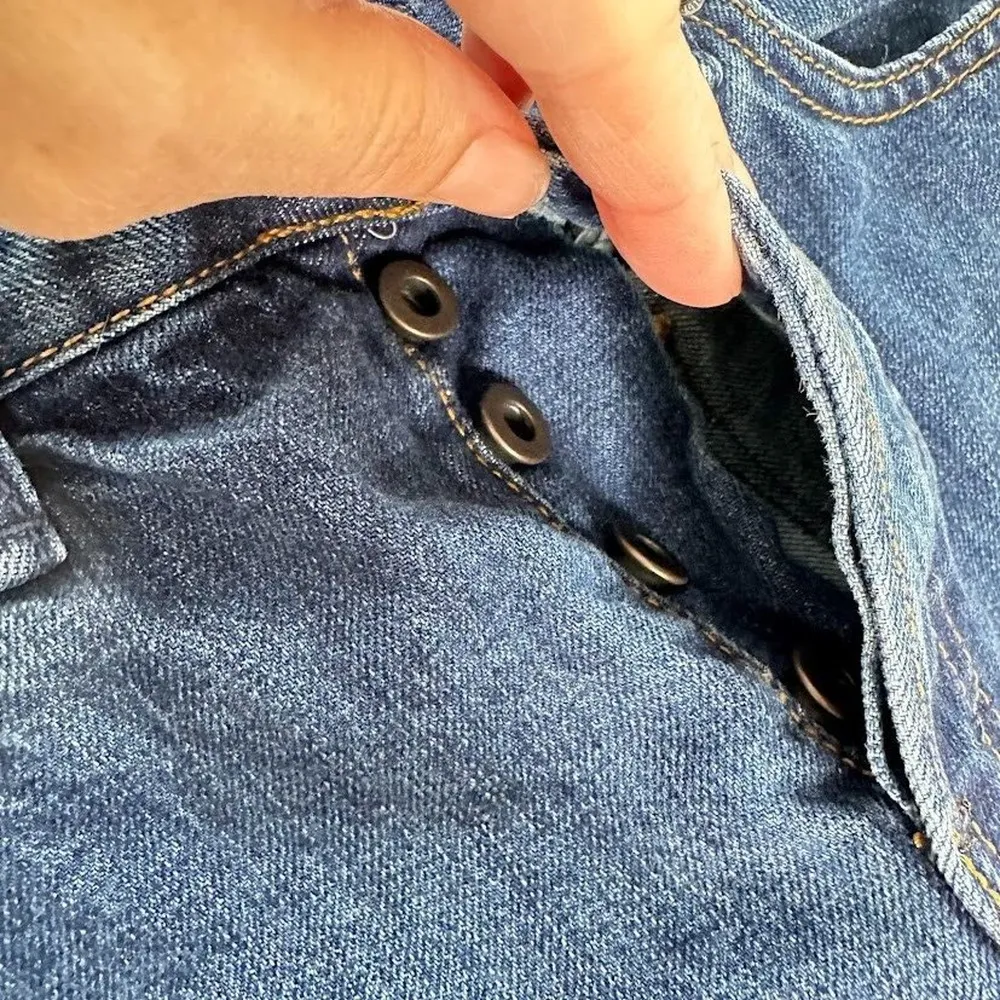 Free People High Rise Cut Off Denim Jean Shorts 1" Festival Button Fly Size 28 - Image 4